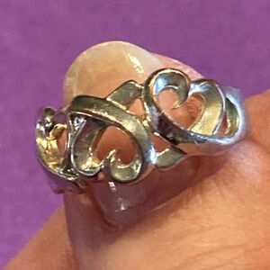Triple heart silver ring